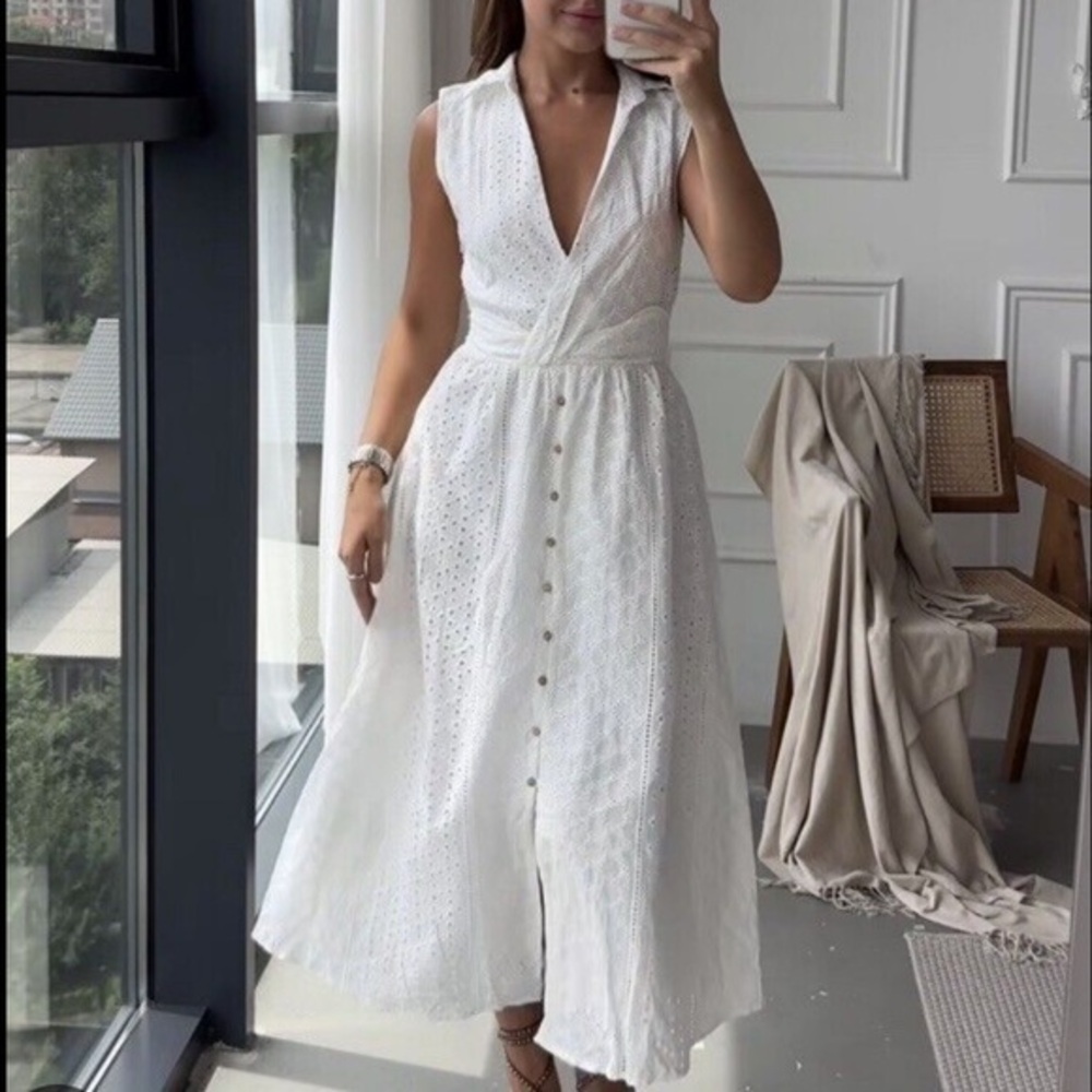 Zara NWT openwork embroidered midi dress 3017/653 - Picture 2 of 8